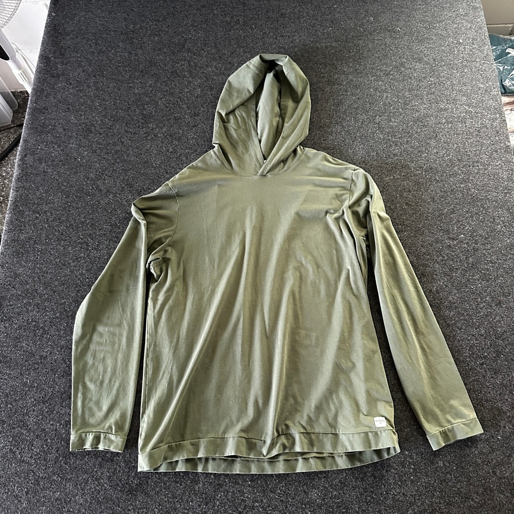 Rhone Reign Long Sleeve Hoodie Mens Large Olive Green Pima Cotton Blend Pullover